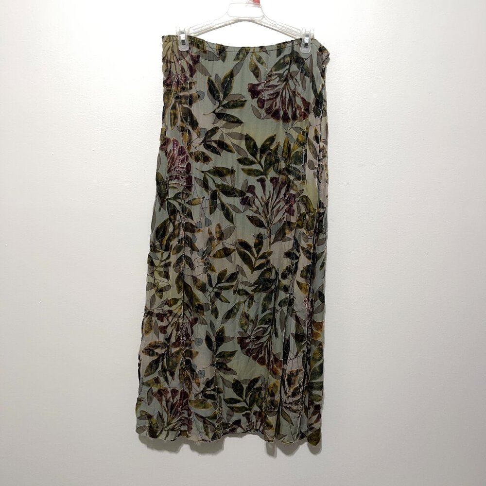 J. Jill Olive Green Floral Maxi Skirt